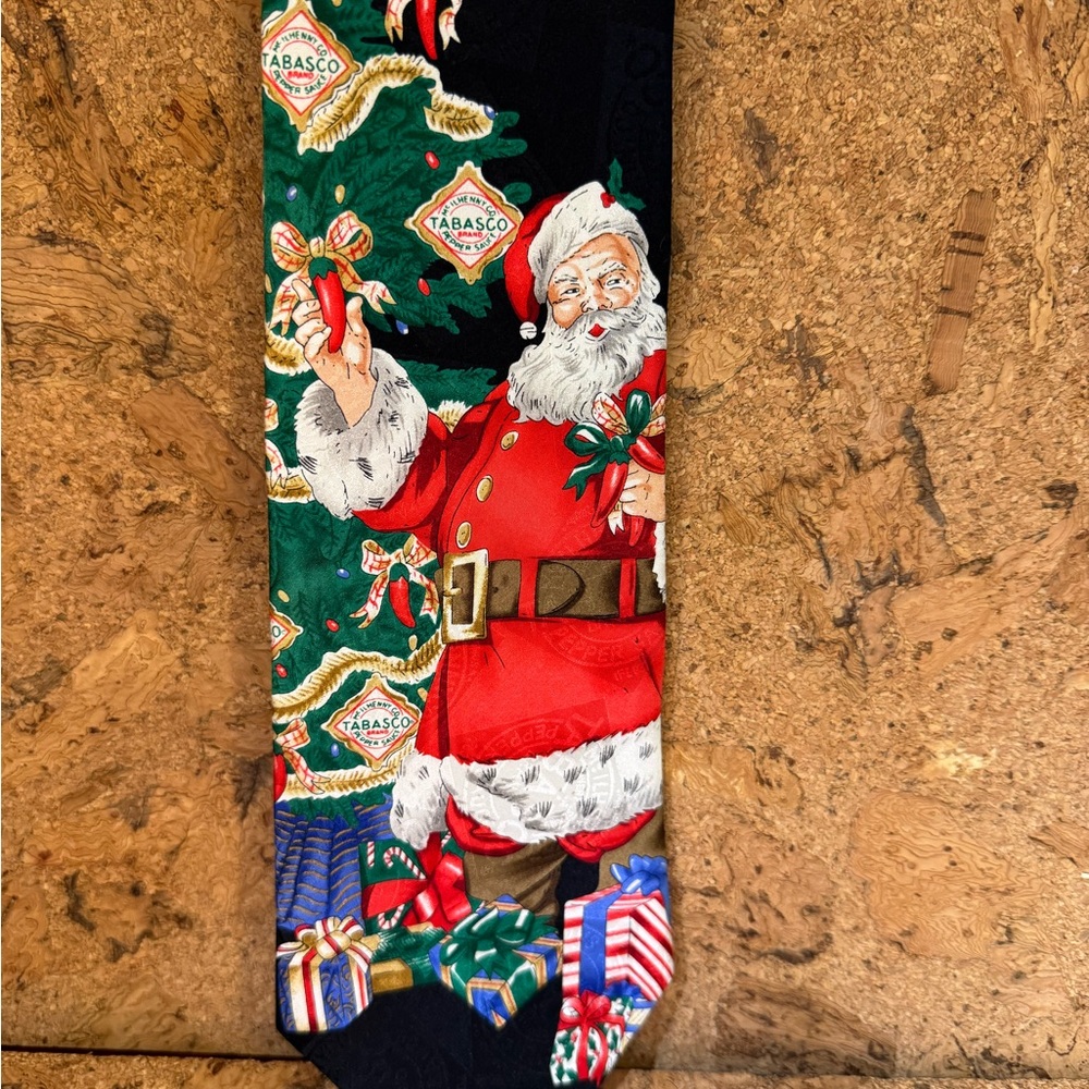 Elegant Black Silk Tie Santa Tabasco chilies